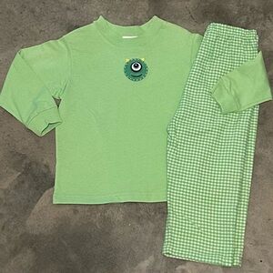 NWT Juju & Jack Green Monster Gingham Shirt Pants Set Sz 2